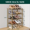 image:imageSmiry Bamboo Shoe Rack 3 Tier Free Standing Wooden Shoe Organizer Stackable Wood Shoe Storage Shelf for Closet Entryway 5 Horizontal Slats 268x11x183 NaturalWalnut