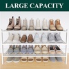 image:imageSmiry Bamboo Shoe Rack 3 Tier Free Standing Wooden Shoe Organizer Stackable Wood Shoe Storage Shelf for Closet Entryway 5 Horizontal Slats 268x11x183 NaturalWhite