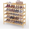 image:imageSmiry Bamboo Shoe Rack 3 Tier Free Standing Wooden Shoe Organizer Stackable Wood Shoe Storage Shelf for Closet Entryway 5 Horizontal Slats 268x11x183 NaturalNatural
