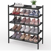 image:imageSmiry Bamboo Shoe Rack 3 Tier Free Standing Wooden Shoe Organizer Stackable Wood Shoe Storage Shelf for Closet Entryway 5 Horizontal Slats 268x11x183 NaturalBlack