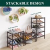 image:imageSmiry Bamboo Shoe Rack 3 Tier Free Standing Wooden Shoe Organizer Stackable Wood Shoe Storage Shelf for Closet Entryway 5 Horizontal Slats 268x11x183 NaturalBrown