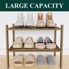 image:imageSmiry Bamboo Shoe Rack 3 Tier Free Standing Wooden Shoe Organizer Stackable Wood Shoe Storage Shelf for Closet Entryway 5 Horizontal Slats 268x11x183 NaturalWalnut