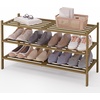 image:imageSmiry Bamboo Shoe Rack 3 Tier Free Standing Wooden Shoe Organizer Stackable Wood Shoe Storage Shelf for Closet Entryway 5 Horizontal Slats 268x11x183 NaturalWalnut