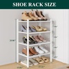image:imageSmiry Bamboo Shoe Rack 3 Tier Free Standing Wooden Shoe Organizer Stackable Wood Shoe Storage Shelf for Closet Entryway 5 Horizontal Slats 268x11x183 NaturalWhite