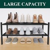 image:imageSmiry Bamboo Shoe Rack 3 Tier Free Standing Wooden Shoe Organizer Stackable Wood Shoe Storage Shelf for Closet Entryway 5 Horizontal Slats 268x11x183 NaturalBlack