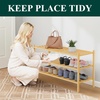 image:imageSmiry Bamboo Shoe Rack 3 Tier Free Standing Wooden Shoe Organizer Stackable Wood Shoe Storage Shelf for Closet Entryway 5 Horizontal Slats 268x11x183 NaturalNatural