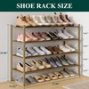 image:imageSmiry Bamboo Shoe Rack 3 Tier Free Standing Wooden Shoe Organizer Stackable Wood Shoe Storage Shelf for Closet Entryway 5 Horizontal Slats 268x11x183 NaturalWalnut