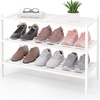 image:imageSmiry Bamboo Shoe Rack 3 Tier Free Standing Wooden Shoe Organizer Stackable Wood Shoe Storage Shelf for Closet Entryway 5 Horizontal Slats 268x11x183 NaturalWhite