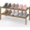 image:imageSmiry Bamboo Shoe Rack 3 Tier Free Standing Wooden Shoe Organizer Stackable Wood Shoe Storage Shelf for Closet Entryway 5 Horizontal Slats 268x11x183 NaturalWalnut