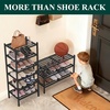 image:imageSmiry Bamboo Shoe Rack 3 Tier Free Standing Wooden Shoe Organizer Stackable Wood Shoe Storage Shelf for Closet Entryway 5 Horizontal Slats 268x11x183 NaturalBlack