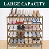 image:imageSmiry Bamboo Shoe Rack 3 Tier Free Standing Wooden Shoe Organizer Stackable Wood Shoe Storage Shelf for Closet Entryway 5 Horizontal Slats 268x11x183 NaturalWalnut