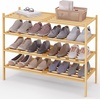 image:imageSmiry Bamboo Shoe Rack 3 Tier Free Standing Wooden Shoe Organizer Stackable Wood Shoe Storage Shelf for Closet Entryway 5 Horizontal Slats 268x11x183 NaturalNatural
