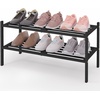 image:imageSmiry Bamboo Shoe Rack 3 Tier Free Standing Wooden Shoe Organizer Stackable Wood Shoe Storage Shelf for Closet Entryway 5 Horizontal Slats 268x11x183 NaturalBlack