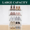 image:imageSmiry Bamboo Shoe Rack 3 Tier Free Standing Wooden Shoe Organizer Stackable Wood Shoe Storage Shelf for Closet Entryway 5 Horizontal Slats 268x11x183 NaturalWhite