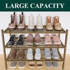 image:imageSmiry Bamboo Shoe Rack 3 Tier Free Standing Wooden Shoe Organizer Stackable Wood Shoe Storage Shelf for Closet Entryway 5 Horizontal Slats 268x11x183 NaturalWalnut