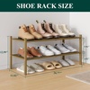 image:imageSmiry Bamboo Shoe Rack 3 Tier Free Standing Wooden Shoe Organizer Stackable Wood Shoe Storage Shelf for Closet Entryway 5 Horizontal Slats 268x11x183 NaturalWalnut