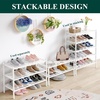 image:imageSmiry Bamboo Shoe Rack 3 Tier Free Standing Wooden Shoe Organizer Stackable Wood Shoe Storage Shelf for Closet Entryway 5 Horizontal Slats 268x11x183 NaturalWhite