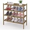 image:imageSmiry Bamboo Shoe Rack 3 Tier Free Standing Wooden Shoe Organizer Stackable Wood Shoe Storage Shelf for Closet Entryway 5 Horizontal Slats 268x11x183 NaturalWalnut