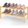 image:imageSmiry Bamboo Shoe Rack 3 Tier Free Standing Wooden Shoe Organizer Stackable Wood Shoe Storage Shelf for Closet Entryway 5 Horizontal Slats 268x11x183 NaturalNatural