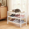 image:imageSmiry Bamboo Shoe Rack 3 Tier Free Standing Wooden Shoe Organizer Stackable Wood Shoe Storage Shelf for Closet Entryway 5 Horizontal Slats 268x11x183 NaturalWhite