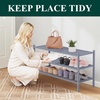 image:imageSmiry Bamboo Shoe Rack 3 Tier Free Standing Wooden Shoe Organizer Stackable Wood Shoe Storage Shelf for Closet Entryway 5 Horizontal Slats 268x11x183 NaturalGrey
