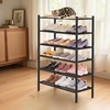 image:imageSmiry Bamboo Shoe Rack 3 Tier Free Standing Wooden Shoe Organizer Stackable Wood Shoe Storage Shelf for Closet Entryway 5 Horizontal Slats 268x11x183 NaturalBlack