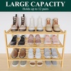 image:imageSmiry Bamboo Shoe Rack 3 Tier Free Standing Wooden Shoe Organizer Stackable Wood Shoe Storage Shelf for Closet Entryway 5 Horizontal Slats 268x11x183 NaturalNatural
