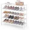image:imageSmiry Bamboo Shoe Rack 3 Tier Free Standing Wooden Shoe Organizer Stackable Wood Shoe Storage Shelf for Closet Entryway 5 Horizontal Slats 268x11x183 NaturalWhite