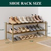 image:imageSmiry Bamboo Shoe Rack 3 Tier Free Standing Wooden Shoe Organizer Stackable Wood Shoe Storage Shelf for Closet Entryway 5 Horizontal Slats 268x11x183 NaturalWalnut