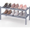 image:imageSmiry Bamboo Shoe Rack 3 Tier Free Standing Wooden Shoe Organizer Stackable Wood Shoe Storage Shelf for Closet Entryway 5 Horizontal Slats 268x11x183 NaturalGrey