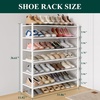 image:imageSmiry Bamboo Shoe Rack 3 Tier Free Standing Wooden Shoe Organizer Stackable Wood Shoe Storage Shelf for Closet Entryway 5 Horizontal Slats 268x11x183 NaturalWhite