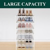 image:imageSmiry Bamboo Shoe Rack 3 Tier Free Standing Wooden Shoe Organizer Stackable Wood Shoe Storage Shelf for Closet Entryway 5 Horizontal Slats 268x11x183 NaturalWhite
