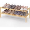 image:imageSmiry Bamboo Shoe Rack 3 Tier Free Standing Wooden Shoe Organizer Stackable Wood Shoe Storage Shelf for Closet Entryway 5 Horizontal Slats 268x11x183 NaturalNatural