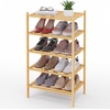 image:imageSmiry Bamboo Shoe Rack 3 Tier Free Standing Wooden Shoe Organizer Stackable Wood Shoe Storage Shelf for Closet Entryway 5 Horizontal Slats 268x11x183 NaturalNatural