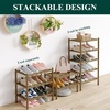 image:imageSmiry Bamboo Shoe Rack 3 Tier Free Standing Wooden Shoe Organizer Stackable Wood Shoe Storage Shelf for Closet Entryway 5 Horizontal Slats 268x11x183 NaturalWalnut
