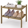 image:imageSmiry Bamboo Shoe Rack 3 Tier Free Standing Wooden Shoe Organizer Stackable Wood Shoe Storage Shelf for Closet Entryway 5 Horizontal Slats 268x11x183 NaturalBrown
