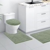 image:imageSmiry Soft Chenille Bathroom Toilet Lid Cover Machine Washable Covers 175x15 Fits Most Round Elongated and Oblong Lids Accessories Decor LatteSage Green