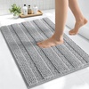 image:imageSmiry Striped Thick Bathroom Rug and Contour Toilet Rug Size 24x16  UShaped 24x20 in Light Grey 2 Item Bundle