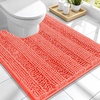 image:imageSmiry Striped Thick Bathroom Rug and Contour Toilet Rug Size 44x24  UShaped 24x20 in Coral 2 Item Bundle