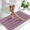 image:imageSmiry Striped Thick Bathroom Rug and Contour Toilet Rug Size 44x24  UShaped 24x20 in Deep Plum 2 Item Bundle
