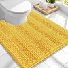 image:imageSmiry Striped Thick Bathroom Rug and Contour Toilet Rug Size 44x24  UShaped 24x20 in Yellow 2 Item Bundle
