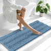 image:imageSmiry Striped Thick Bathroom Rug and Contour Toilet Rug Size 47x17  UShaped 24x20 in Airy Blue 2 Item Bundle