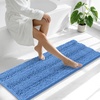 image:imageSmiry Striped Thick Bathroom Rug and Contour Toilet Rug Size 47x17  UShaped 24x20 in Cornflower Blue 2 Item Bundle