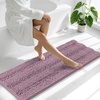 image:imageSmiry Striped Thick Bathroom Rug and Contour Toilet Rug Size 47x17  UShaped 24x20 in Deep Plum 2 Item Bundle