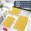 image:imageSmiry Striped Thick Bathroom Rug and Contour Toilet Rug Size 47x17  UShaped 24x20 in Yellow 2 Item Bundle