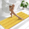 image:imageSmiry Striped Thick Bathroom Rug and Contour Toilet Rug Size 47x17  UShaped 24x20 in Yellow 2 Item Bundle