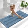 image:imageSmiry Striped Thick Bathroom Rug and Contour Toilet Rug Size 47x20  UShaped 24x20 in Airy Blue 2 Item Bundle