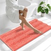 image:imageSmiry Striped Thick Bathroom Rug and Contour Toilet Rug Size 47x20  UShaped 24x20 in Coral 2 Item Bundle