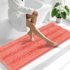 image:imageSmiry Striped Thick Bathroom Rug and Contour Toilet Rug Size 59x20  UShaped 24x20 in Coral 2 Item Bundle