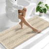 image:imageSmiry Striped Thick Bathroom Rug and Contour Toilet Rug Size 59x20  UShaped 24x20 in Sand 2 Item Bundle